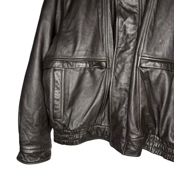 Vintage London Fog Leather Harrington Bomber Jacket XL Burnt Brown - Picture 2 of 10